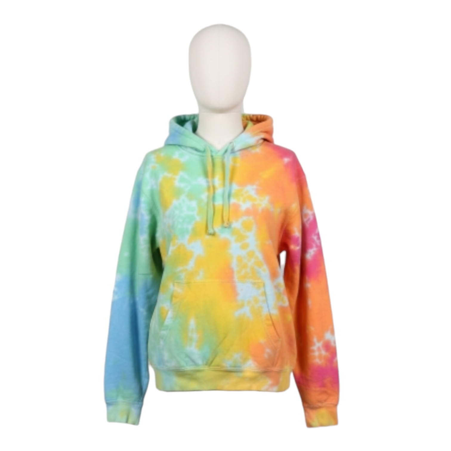 Fleece Blended Hoodie Colombia Rainbow Blue, Green, Yellow, Orange, Pink Tie Dye