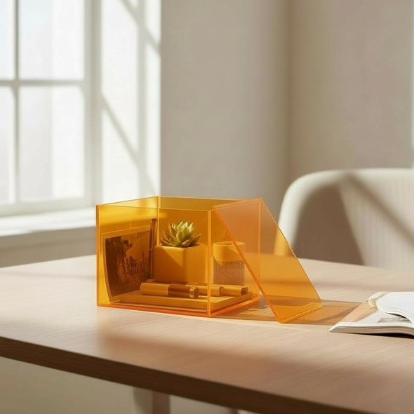 C. Wonder Neon Orange Acrylic Cube Display Case