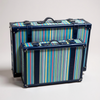 C. Wonder Blue Striped Canvas Decorative Retro Luggage