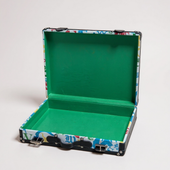 C. Wonder Whimsical Blue and White Decorative Retro Luggage