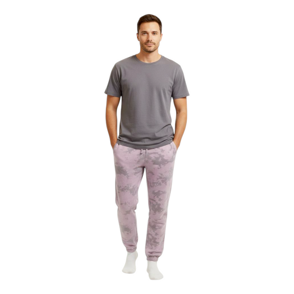Fleece Sweatpants Joggers Quartz Pink and Grey Crush Tie-Dye