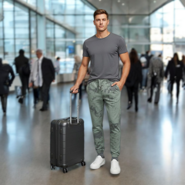 Fleece Sweatpants Joggers Tank Green and Grey Crush Tie-Dye