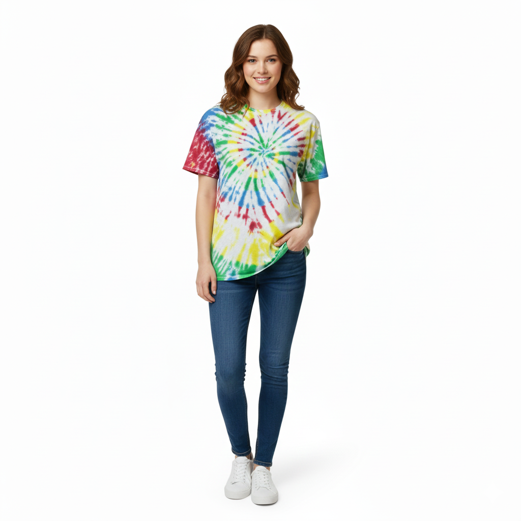 CamoDyed Cotton T-Shirt Tigerclaw Swirl Red, Blue, Green and Yellow Tie-Dye