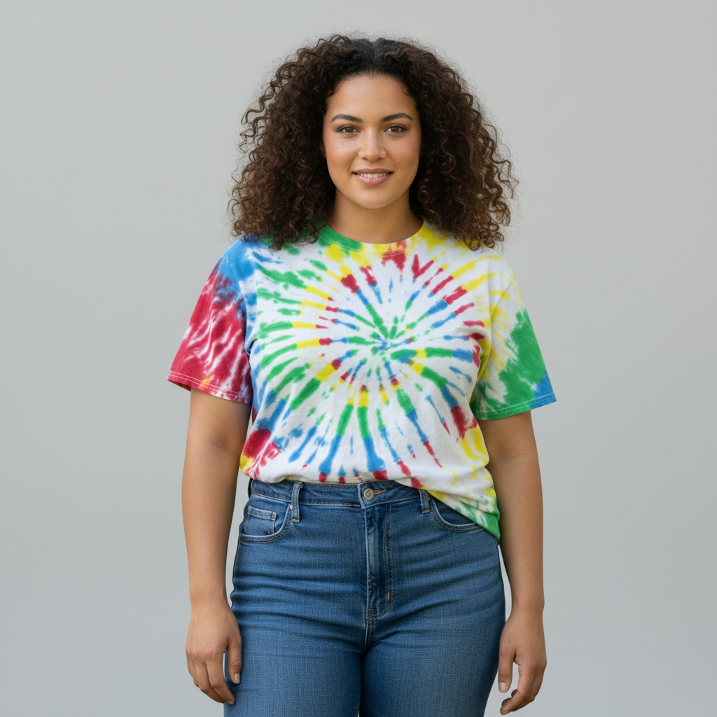 CamoDyed Cotton T-Shirt Tigerclaw Swirl Red, Blue, Green and Yellow Tie-Dye