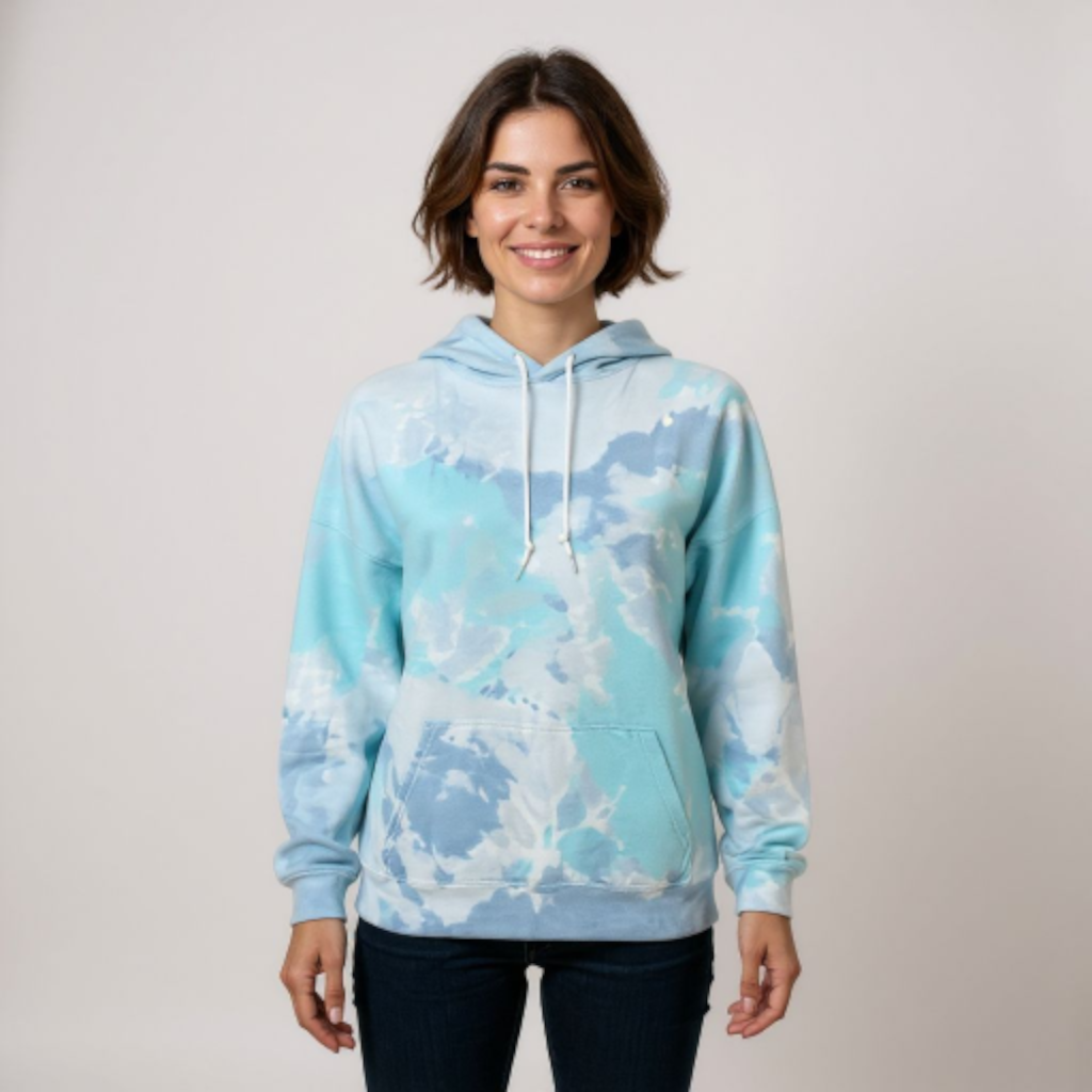 Fleece Blended Hoodie Turquoise Dream Blue Tie Dye
