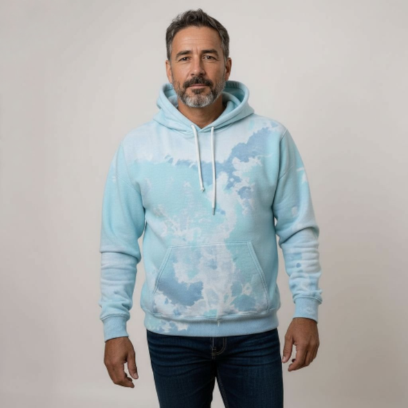 Fleece Blended Hoodie Turquoise Dream Blue Tie Dye 563 680VR
