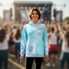 Fleece Blended Hoodie Turquoise Dream Blue Tie Dye 563 680VR