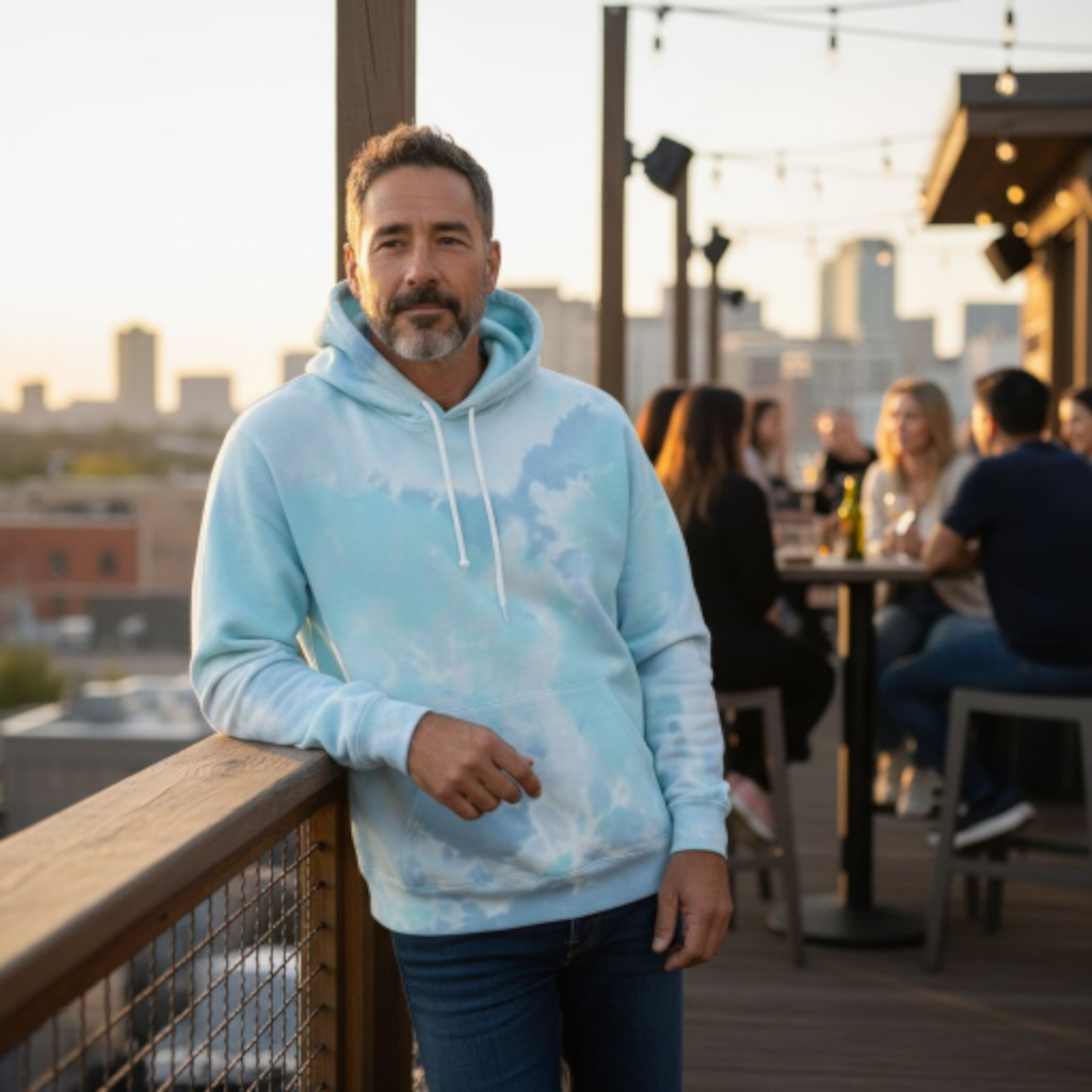 Fleece Blended Hoodie Turquoise Dream Blue Tie Dye