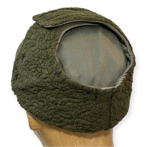 Vintage Paul Boye French Olive Green Winter Pile Cap Hat