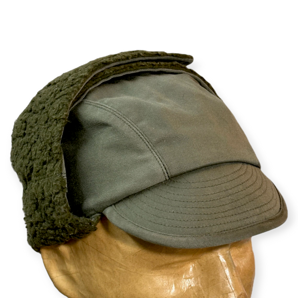 Vintage Paul Boye French Olive Green Winter Pile Cap Hat