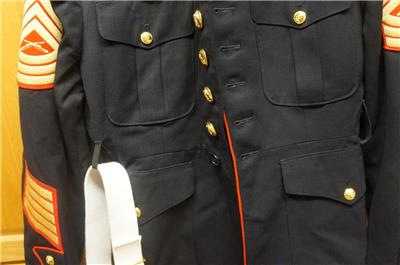 Authentic 42S USMC Dress Blue Jacket w/ Belt (Rare Size)