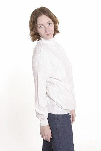 Women's White Naval Turtleneck Sweater