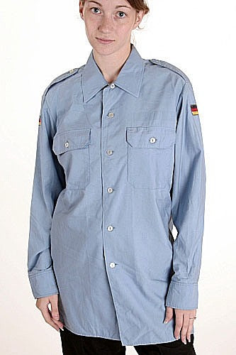 German Navy Long Sleeve Blue Dress Shirt