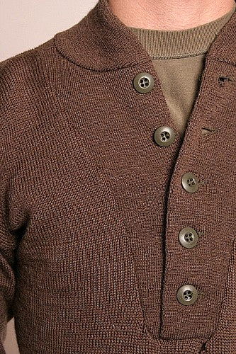 Vintage US GI 5 Button Jeep Sweater / Brown *REAL DEAL*