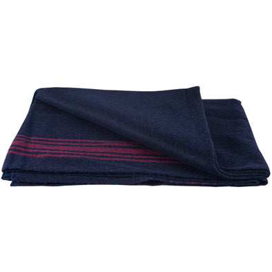 Red-Striped Navy Wool Blanket