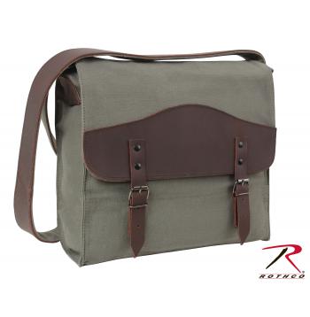 Vintage Style Canvas Medic Bag with Leather Accents
