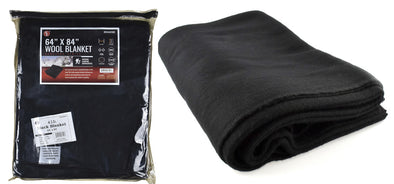Black 80% Wool Blanket in Zippered Case