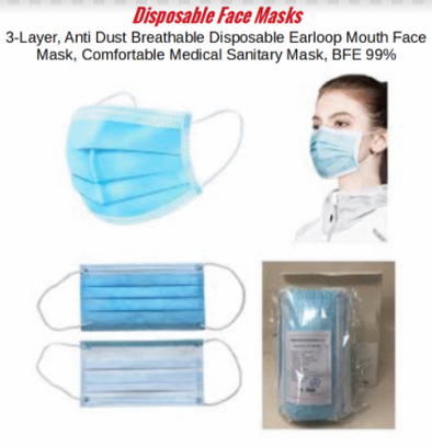 3 Layer Disposable Face Covering