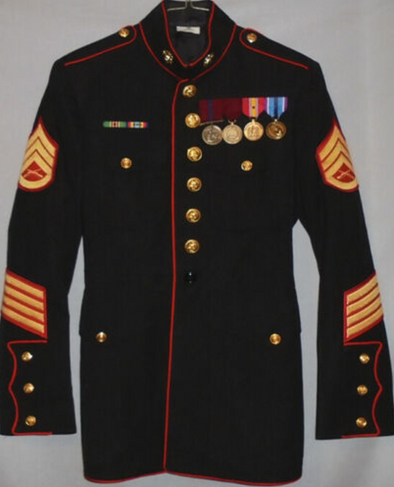 Authentic USMC Decorated Dress Blue Jacket w/Medals -38R - SOLD