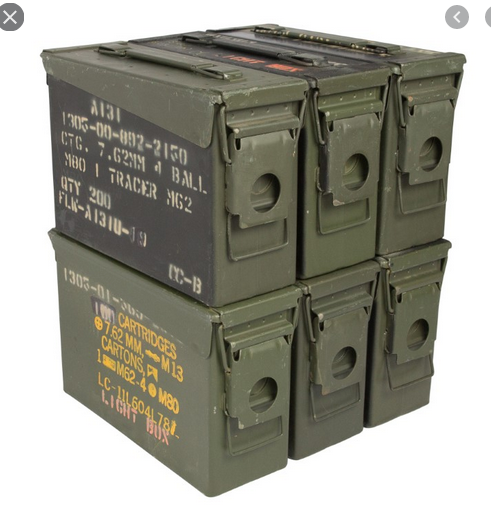 Vintage US Military NATO Ammo Can metal Box 200 Cartridges 7.62 MM M80 M62  M13
