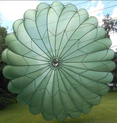Vintage US Military Green 24 FT Diameter T-10R Personnel Reserve Parachute